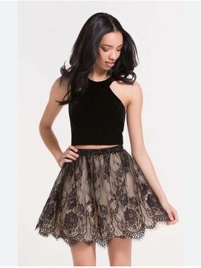 Alyce Paris Skirt / Black Lace Full Skirt with Tulle Layers, 6 (skirt only)